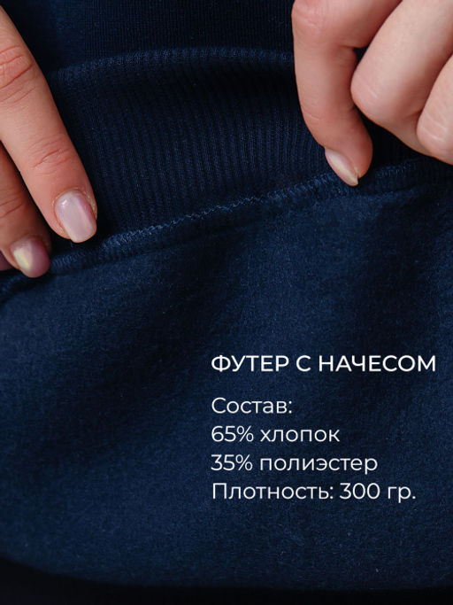Арт. 1901 Свитшот женский с начесом удлиненный оверсайз 44-54 Цвет:темно-синий - Калинка фото 10