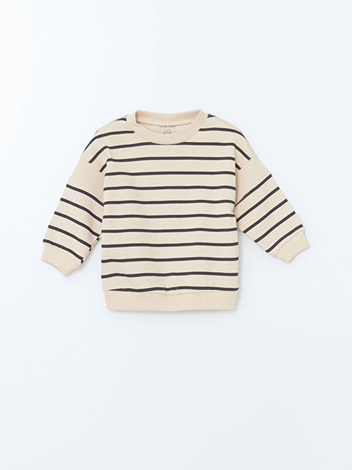 Bisiklet Yaka ?izgili Erkek Bebek Sweatshirt
