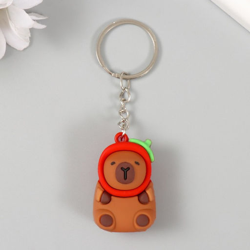 Цена за 12 шт. Брелок для ключей на кольце «Капибара», резина, 4.4×2.8×2.2 см, МИКС