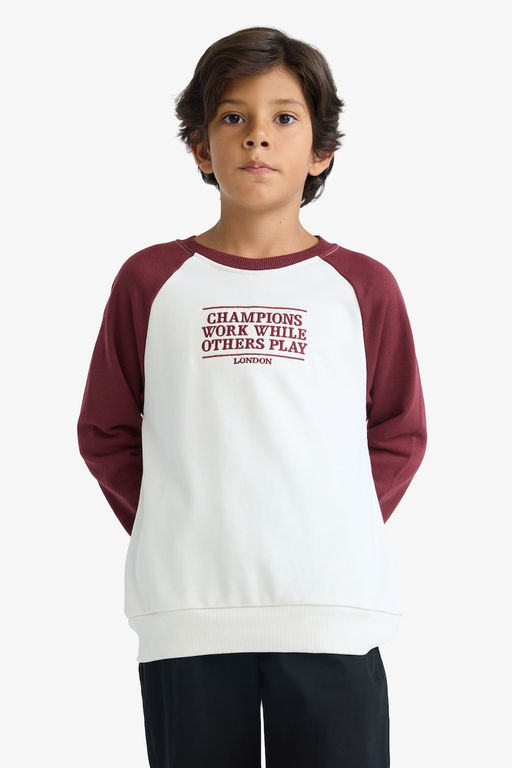Oversize Geni_ Kal_p Bisiklet Yaka Nak__l_ Sweatshirt Erkek _ocuk - Defacto фото 3