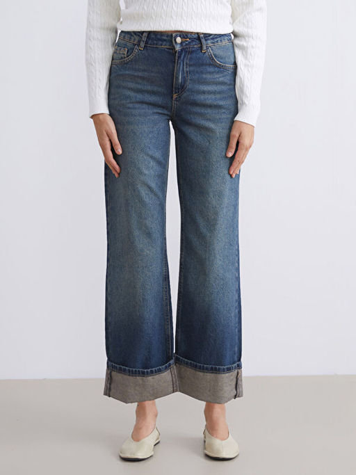 Wideleg Kad?n Jean Pantolon