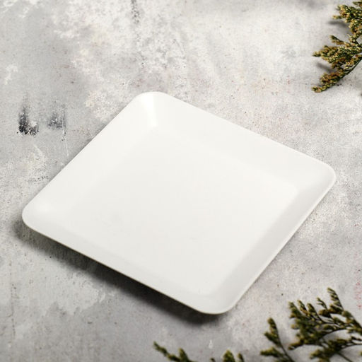 Подсвечник плоский «Тарелка квадро», металл, 10×10×1.1 см, белый