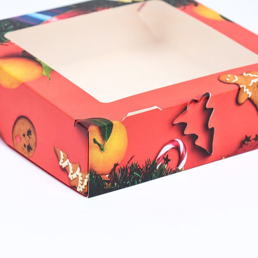 Цена за 20 шт. Коробка подарочная новогодняя складная с окном «Апельсин», 15×15×4 см