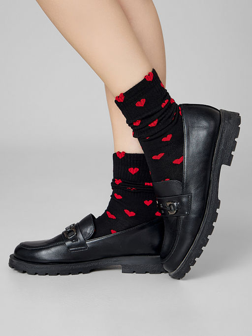 Цена за 5 пар! Носки женские черные с сердечками - Mark formelle фото 5