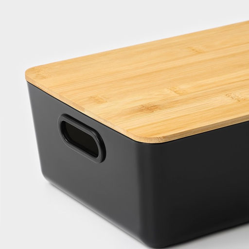 Контейнер для хранения с крышкой LaDо́m «Лаконичность», 29.5×20.3×10.5 см, цвет тёмно - серый