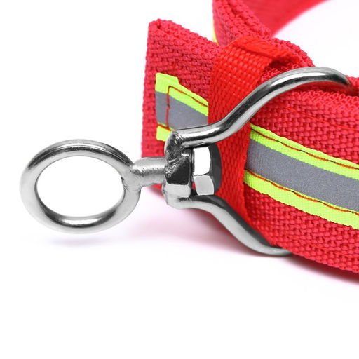 Ошейник четырехслойный светоотражающий с вертлюгом, 71 х 5 см, ОШ 55-65 см, красный - Пижон фото 4