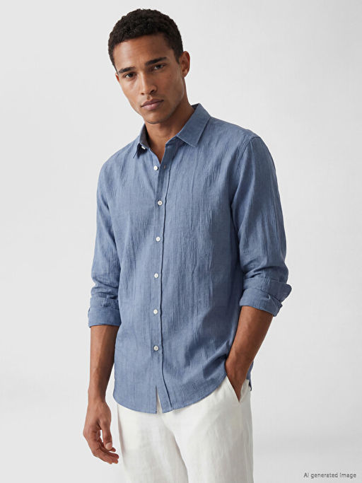 Regular Fit %100 Keten Erkek G?mlek