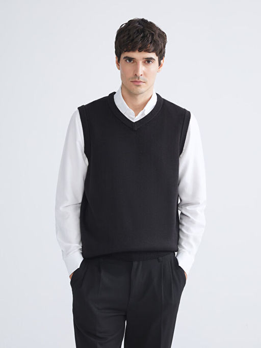 Standart Kal?p V Yaka Erkek Triko S?veter