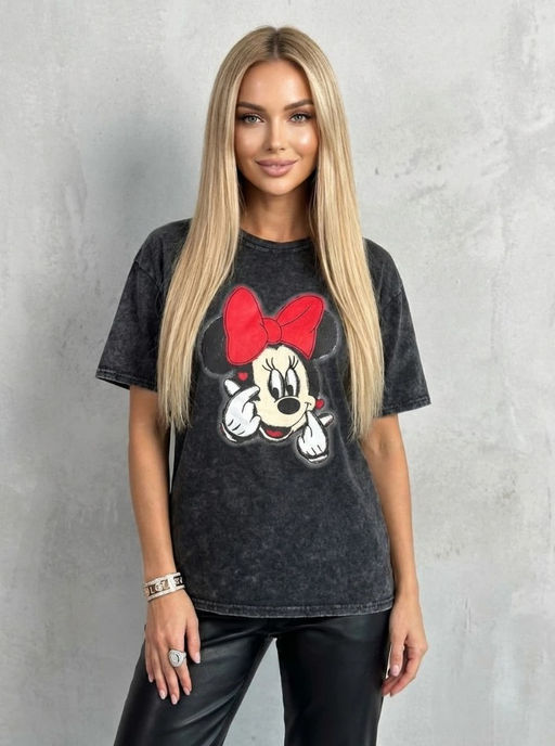 K13439 Футболка OVER SIZE (хлопок) ЧЕРНЫЙ_01