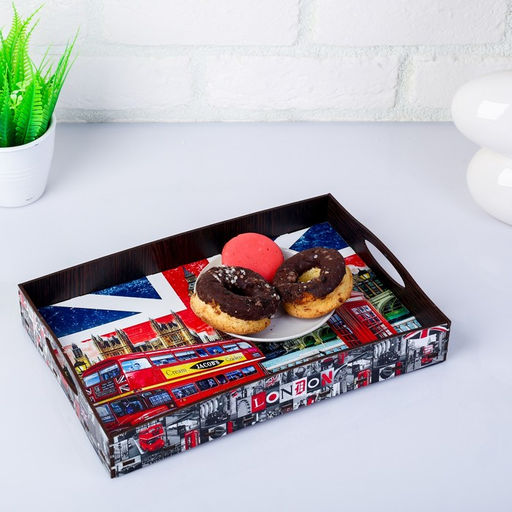 Поднос с ручками Лондон, деревянный, 30х20х4,5см