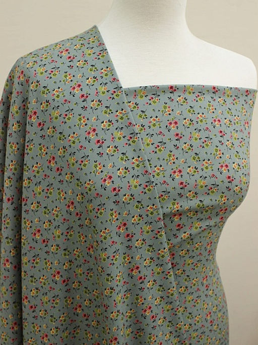 Штапель Премиум Воздушные букетики цв.т.голубая ель, ш.1.45м, вискоза-100%, 120гр/м.кв - Купава фото 12