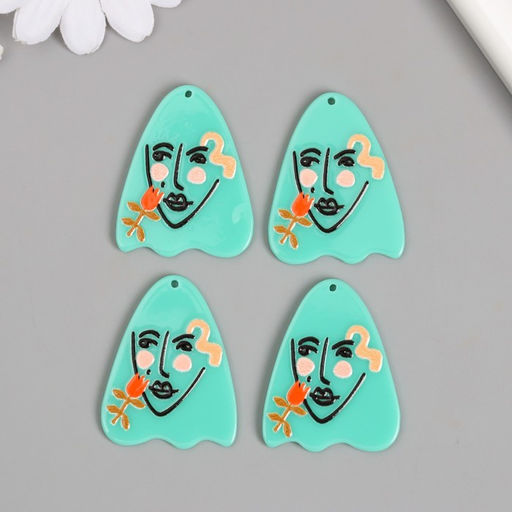 Цена за 4 шт. Декор для творчества акрил Девушка с тюльпаном. Абстракция, 0.2?3.1?4 см