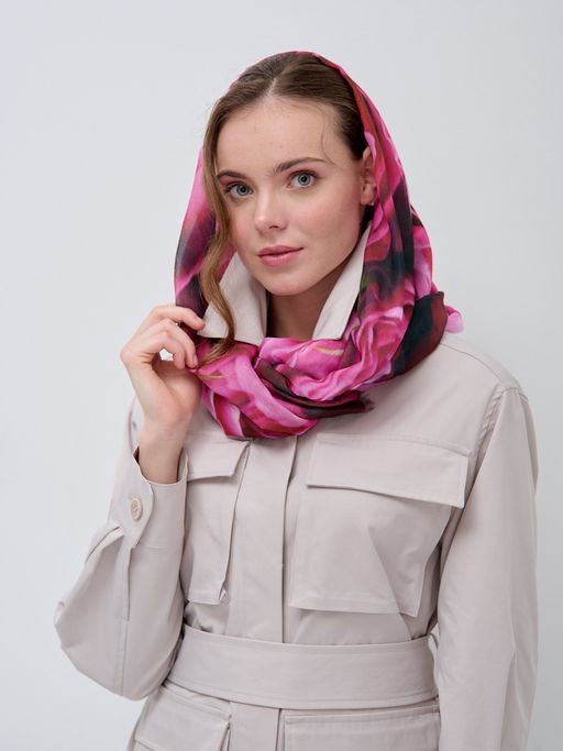 Большой, красивый двусторонний платок с рисунком в стиле арт-декои необычной текстурой ткани - Tantino фото 10