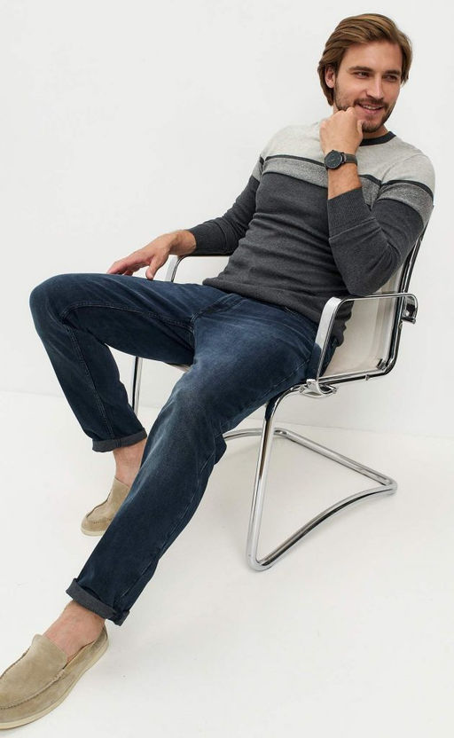 Пуловер мужской с V-образным вырезом F021-15-1723 d.grey - Fine joyce фото 10