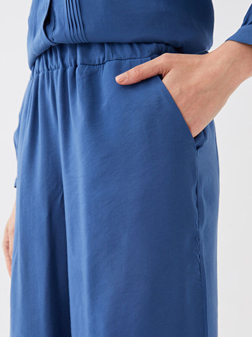 Kad?n Beli Lastikli D?z Pantolon