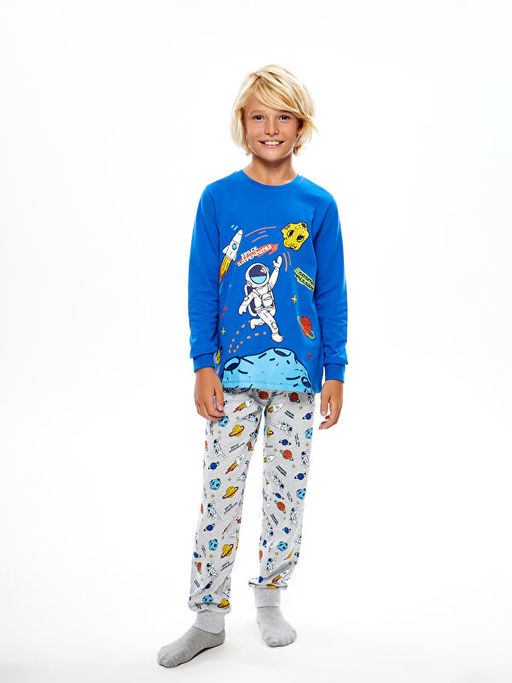 Bisiklet Yaka Bask?l? Uzun Kollu Erkek ?ocuk Pijama Tak?m? - Waikiki фото 4