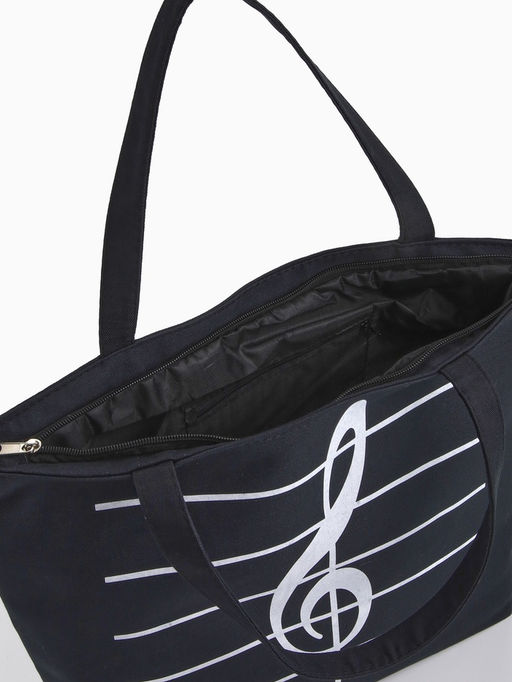 Сумка - шоппер «Музыка», на молнии, 42×9×32 см, с принтом, чёрная