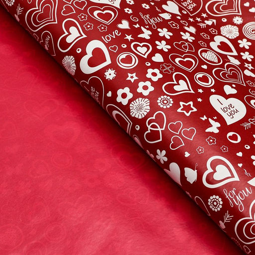 Цена за 10 шт. Бумага упаковочная глянцевая Сердце, двусторонняя, 70?100 см