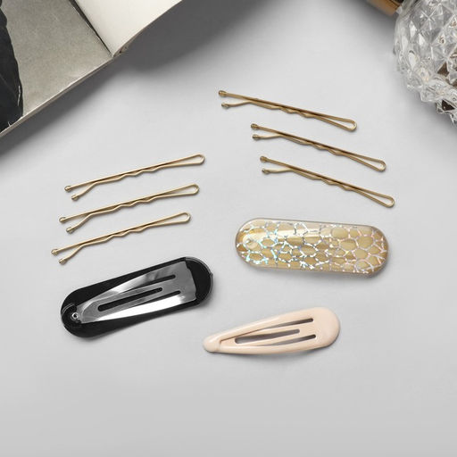 Цена за 3 шт. Невидимки для волос «Атлас», набор 9 шт., 5 см, золото