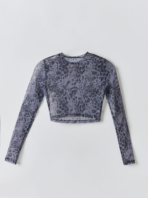 Лонгслив укороченный женский серый из сетки - Mark formelle фото 4