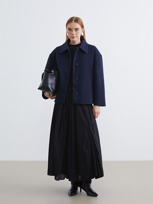 G?mlek Yaka Oversize Kad?n Ka?e Kaban