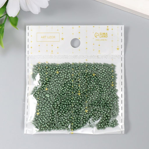 Бисер стекло 12/0 Платиново-зелёный 15 гр - Арт узор фото 3