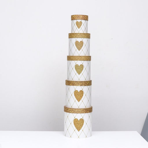 Набор круглых коробок 5в1 Сердце золотое, 25 25 15 15 см - Simaland фото 3