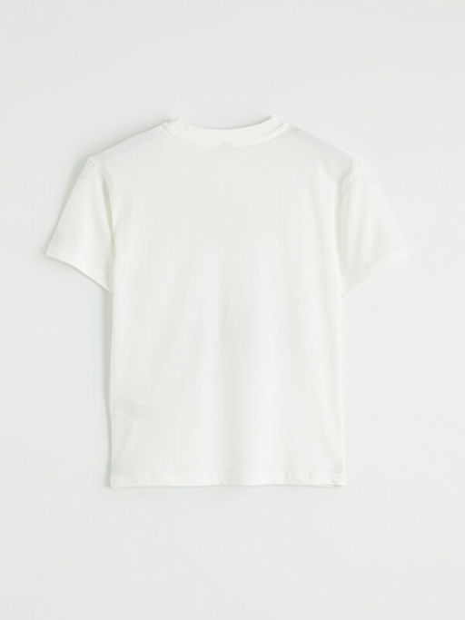 Slogan Bask?l? Bisiklet Yaka Erkek ?ocuk Ti??rt