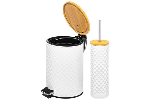Набор - ведро с педалью 3 л 20*17*25 см + Держатель с ершиком 9,5*9,5*38 см Белый, металл - Elan gallery фото 6
