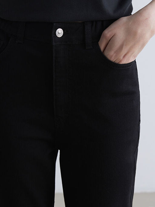 Beli Lastikli Slim Mom Kad?n Jean Pantolon