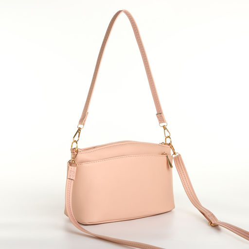 Сумка женская кросс-боди на молнии, 23×9×15 см, пудровая