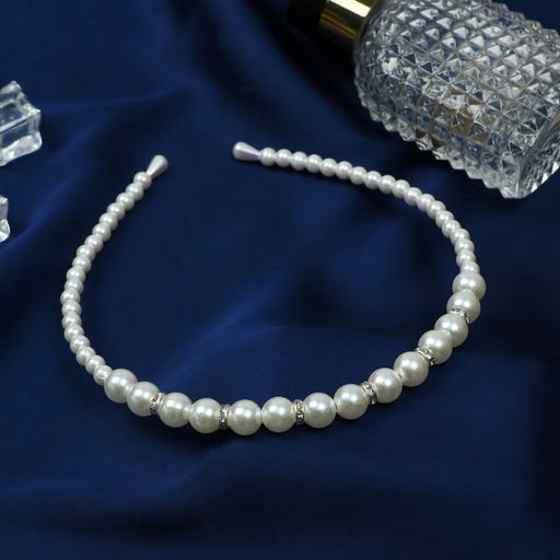 Цена за 6 шт. Ободок для волос «Жемчужный рай», шарики и бусины, 0.6 см, белый