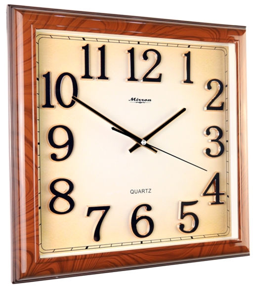 Настенные часы Mirron прямоугольные коричневые P2997BDK11B
