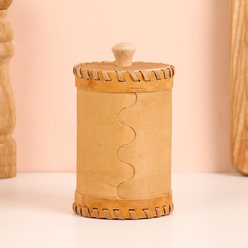 Туес «Лось», банка для хранения, 8×8×14 см, береста