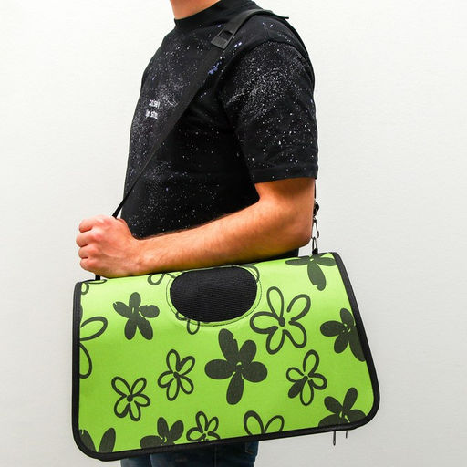 Сумка - переноска для животных Цветы, каркасная, размер М, 40 х 21 х 27 см - Пижон фото 8