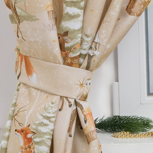Новогодний комплект штор для кухни с подхватами Christmas forest 145х180см-2 шт, габардин - Этель фото 3
