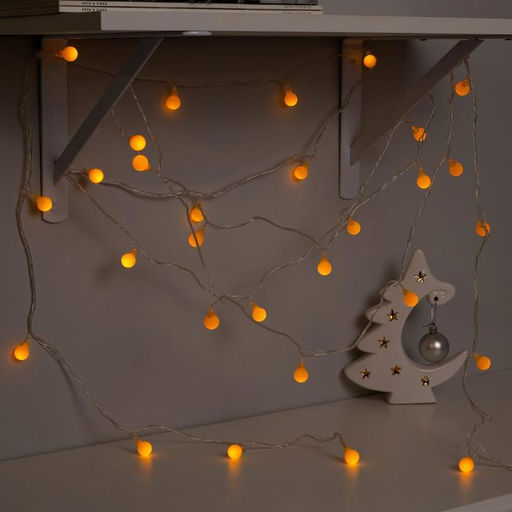Гирлянда Нить 5 м с насадками Шарики жёлтые, IP20, прозрачная нить, 30 LED, свечение жёлтое, 8 режимов, 220 В - Luazon lighting фото 3