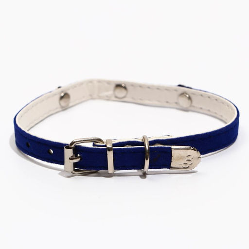 Ошейник бархатистый с сердечками, 32 х 1 см, ОШ 23-29, текстиль и кожзам, синий - Пижон фото 2