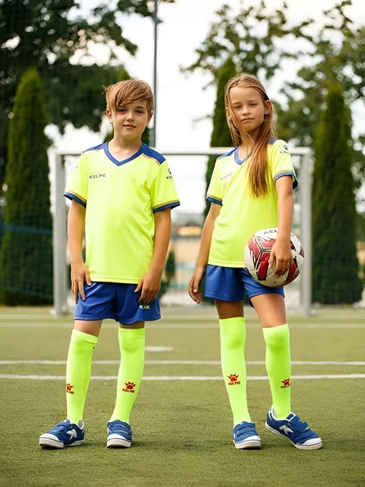 Детская футбольная форма KELME S/S Football Set Kid (Citric/Blue)