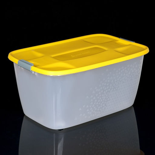 Контейнер для хранения с крышкой, 56 л, 60×40×36 см, на колёсиках, прямоугольный, МИКС