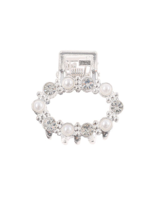 Цена за 6 шт. Крабик для волос «Мелани», овал, 2.5 см, серебристо-белый