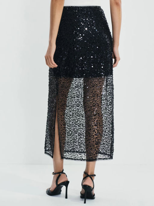 Двухслойная юбка миди c пайетками / Zarina