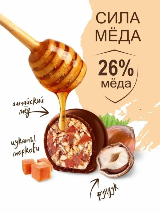 Конфеты Shoco Rolls с фундуком, цукатами моркови и медом 135г - Берестов А.с. фото 5