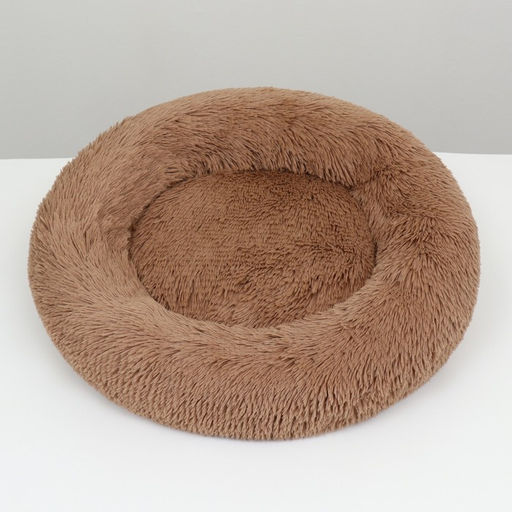 Лежанка для собак и кошек, длинный мех, 45×35×11 см, коричневая