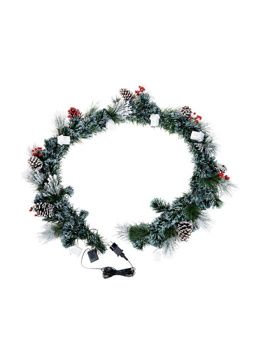 Хвойная гирлянда фиброоптическая «Заснеженная» 200 см, 8 режимов