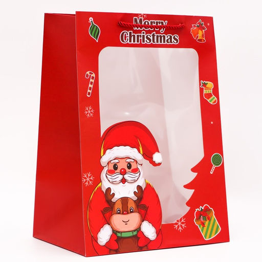Пакет подарочный новогодний ламинированный, с окномДед мороз, 25?35?18 см - UPAK LAND фото 2