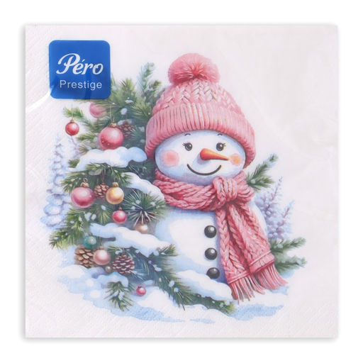Цена за 2 шт. Салфетки новогодние бумажные Милый снеговик, 3 слоя, 33?33, 20 шт.