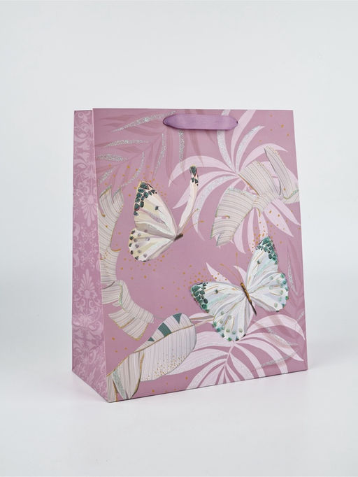 Пакет ламинированный Цветы, глиттер, 26?12.5?32 см