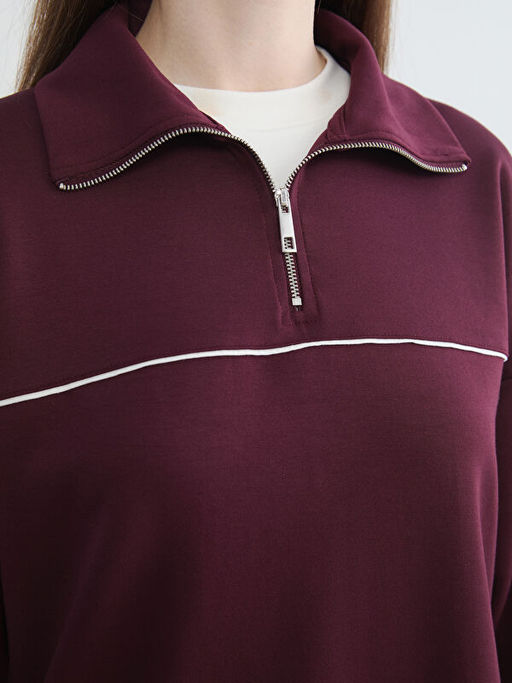 Dik Yaka Oversize Kad?n Sweatshirt