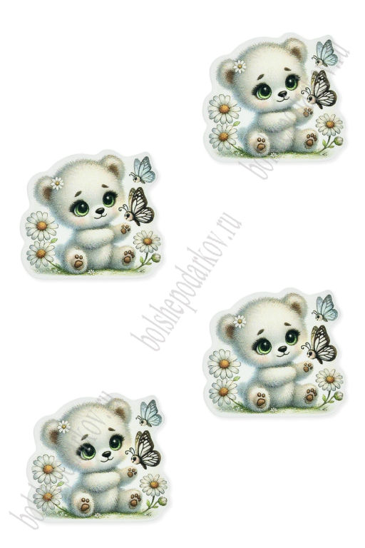 Кабошон-вырубка "Мишка" 3,5*3,5 см (10 шт) SF-7342